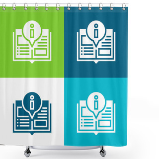 Personality  Book Flat Four Color Minimal Icon Set Shower Curtains