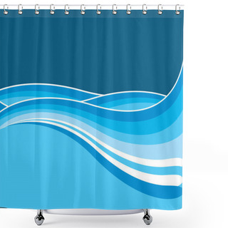 Personality  Sea Waves Blue Background Illustration Shower Curtains
