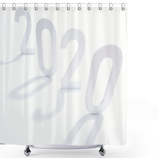 Personality  Paper 2020 Numbers With Shadow On White Background Shower Curtains
