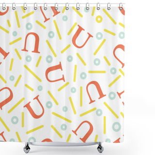 Personality  Alphabet U Letter Vector Seamless Pattern Shower Curtains