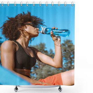 Personality  African-american Woman Drinking From Water Bottle Shower Curtains