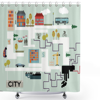 Personality  City Vector Background, Info Graphic. Shower Curtains