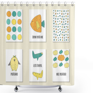 Personality  Cute Hand Drawn Cards Shower Curtains