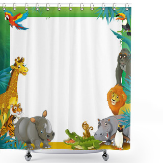 Personality  Cartoon Safari- Frame - Border Shower Curtains