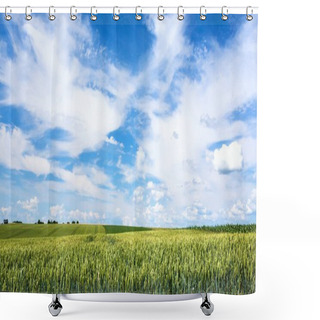 Personality  Sky With Clouds Over Wheat Plantation In Picardy Shower Curtains