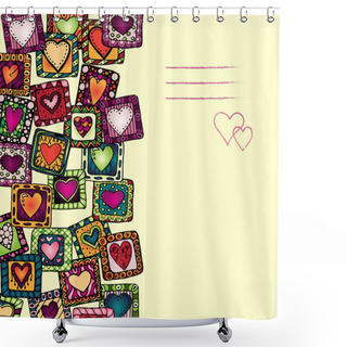 Personality  Unique Abstract Hand Drawn Ethnic Pattern Card Set With Original Hearts Shower Curtains