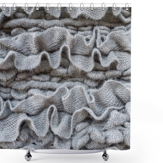 Personality  Dark Gray Ruched Knitted Wool Fabric Shower Curtains