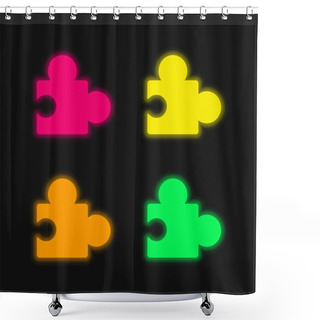 Personality  Add On Plugin Four Color Glowing Neon Vector Icon Shower Curtains