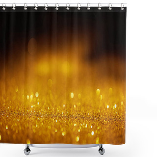 Personality  Abstract Blurred Golden Glitter On Dark Background Shower Curtains