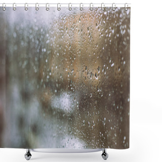 Personality  Rain Drops On Window Retro Filter City Background Shower Curtains