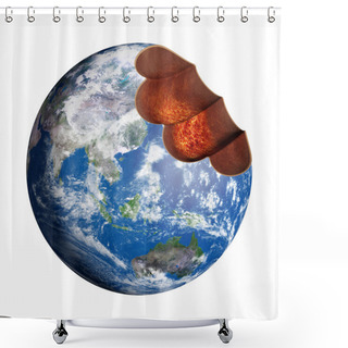 Personality  Bitten Earth Shower Curtains