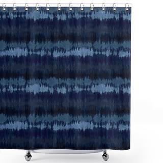 Personality  Broken Stripe Shibori Tie Dye Indigo Blue Texture Background. Bleached Handmade Resist Seamless Pattern. Cloth Effect Textile. Classic Japanese Or Indonesian All Over Print. Vector Repeat Tile Eps 10 Shower Curtains