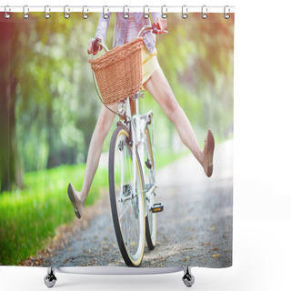 Personality  Woman Riding Bicycle Shower Curtains