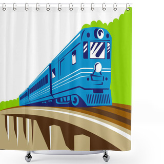 Personality  Steam Train Locomotive Retro Style Shower Curtains