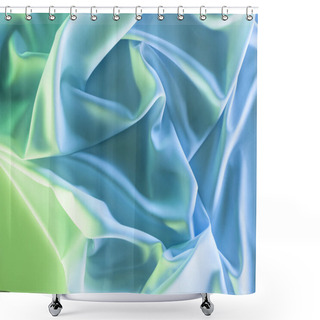 Personality  Toned Picture Of Green And Blue Soft Silk Cloth As Backdrop Shower Curtains