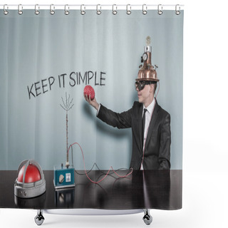 Personality  Keep It Simple With Businessman Holding Brain Shower Curtains