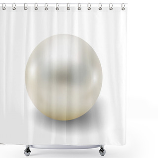 Personality  Pearl Realistic Isolated On White Background Shower Curtains