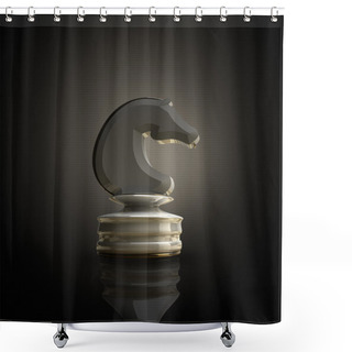 Personality  White Chess Horse In The Dark Background 3d Illustration. High Resolution Shower Curtains