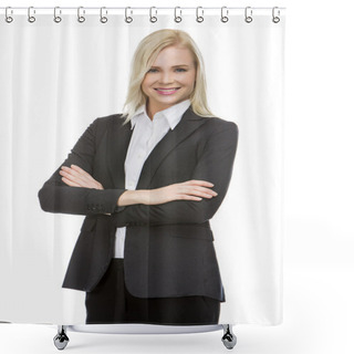 Personality  Businesswoman With Folded Arms Shower Curtains