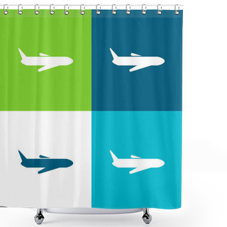 Personality  Airplane Flat Four Color Minimal Icon Set Shower Curtains