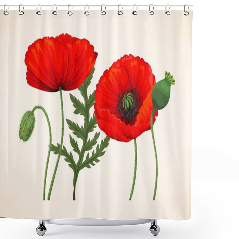 Personality  Set Of Poppies Shower Curtains