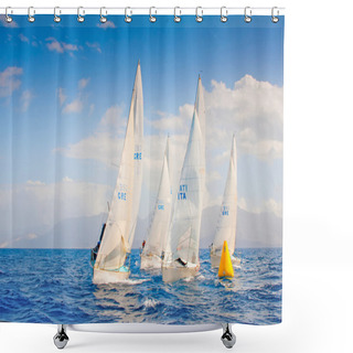 Personality  Sailing Ship With White Sails Shower Curtains