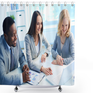 Personality  Looking At Laptop Display Shower Curtains