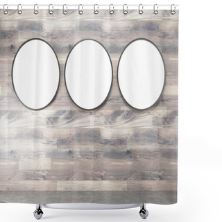 Personality  Frames On Wooden Wall Shower Curtains