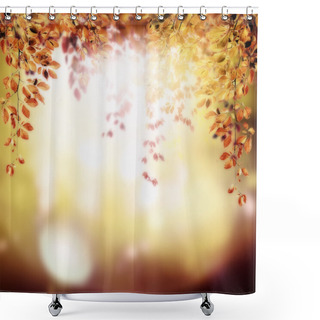 Personality  Autumn Background With Red Orange Branches Shower Curtains