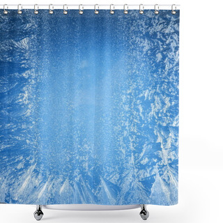 Personality  Frosty Patterns On The Edge Of A Frozen Window. Shower Curtains