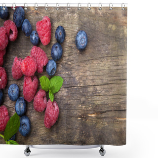 Personality  Fresh Berries On A Wooden Table Shower Curtains