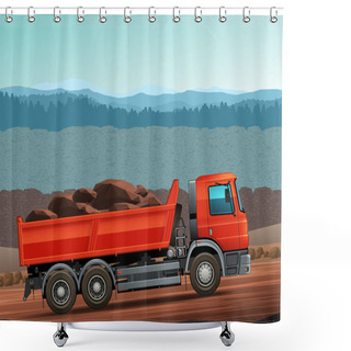 Personality  Red Tipper Dump Truck Color Vector Shower Curtains