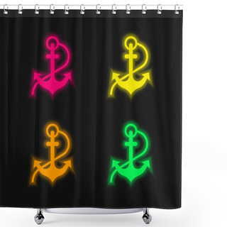 Personality  Anchor Four Color Glowing Neon Vector Icon Shower Curtains