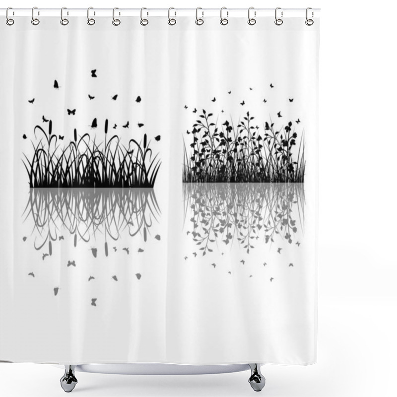 Personality  Foliage Grass Silhouettes Shower Curtains
