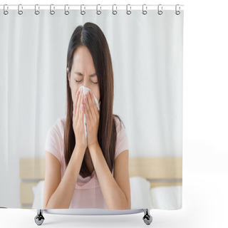 Personality  Woman Feeling Unwell Shower Curtains