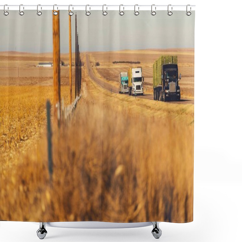 Personality  Semi Trucks On A Highway Shower Curtains