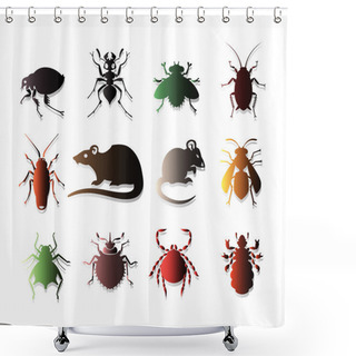 Personality  Set Of Household Pests In Pure Style Shower Curtains