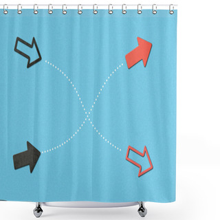 Personality  Top View Of White And Red Pointers On Blue Marked Background Shower Curtains