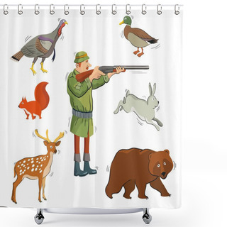 Personality  Hunter And Wild Animals Shower Curtains