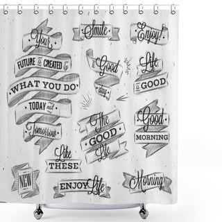 Personality  Ribbons Vintage Lettering Shower Curtains