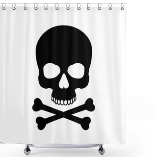 Personality  Human Skull Isolated On Black,color Symbol. Vector Shower Curtains