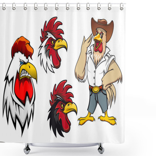 Personality  Cartoon Roosters Or Cocks Shower Curtains