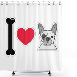 Personality  I Love French Bulldog In Color Shower Curtains