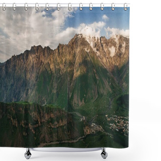 Personality  Green Mountains With Cloudy Sky Shower Curtains
