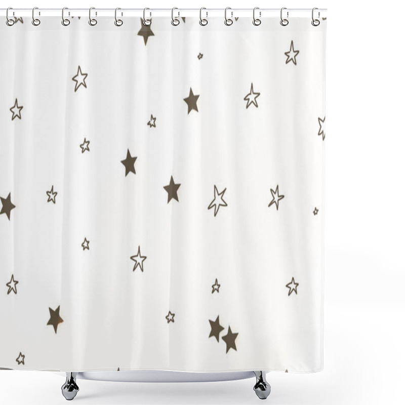 Personality  seamless background with christmas golden stars, isolated on white shower curtains