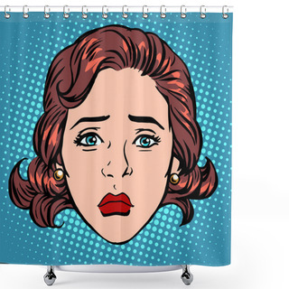 Personality  Retro Emoji Sadness Woman Face Shower Curtains