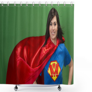 Personality  Proud Mom As Super Mother On Green Screen Shower Curtains