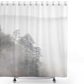 Personality  Landscape Of Misty Autumn Mountain Hills  In Slovenia Shower Curtains