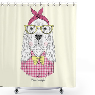 Personality  Doggy Girl Hipster Shower Curtains