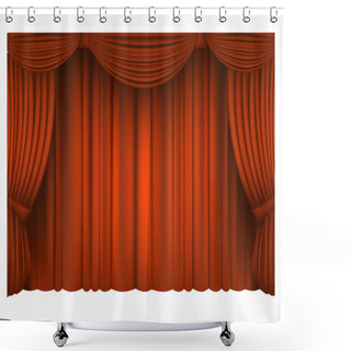 Personality  Red Draped Theater. Vector Shower Curtains